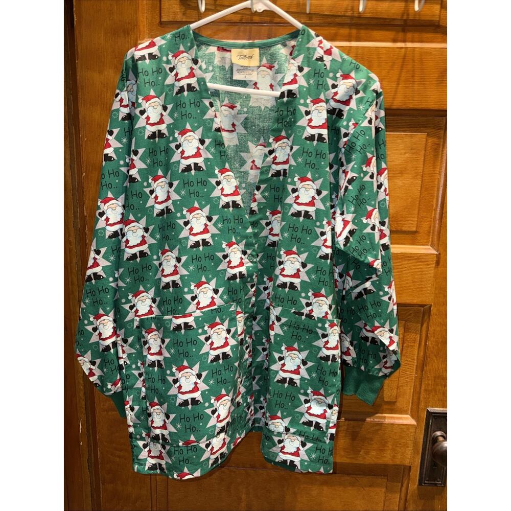 Scrub Jacket Tafford Nursing Home Health Care Christmas Santa Claus Size Small